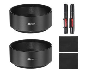 PATIKIL 2 Pcs Pare-Soleil pour Objectif, 46mm Monture Standard À Visser en Métal Capuchon D'objectif avec Chiffon De Nettoyage Et Stylo De Nettoyage, Noir