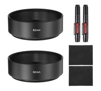 PATIKIL 2 Pcs Pare-Soleil pour Objectif, 62mm Monture Standard À Visser en Métal Capuchon D'objectif avec Chiffon De Nettoyage Et Stylo De Nettoyage, Noir