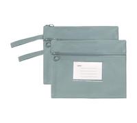 PATIKIL 2 Pcs Pochette À Fermeture Éclair Filet Gris 24cm x 18.5cm | Avec Poignée, Pochette À Fermeture Éclair En Tissu Oxford A5 Double Couche Sac De Stockage De dossiers Pour Bureau