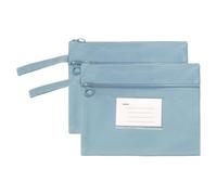 PATIKIL 2 Pcs Pochette À Fermeture Éclair Tissu Avec Poignée, Pochette À Fermeture Éclair Tissu Oxford A5 Double Couche Sac De Rangement Pour Bureau Voyage Puzzles Livres Shopping, Bleu