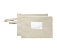 PATIKIL 2 Pcs Pochette A Zip Mesh Avec Poignée, Pochette A Zip En Tissu Oxford A5 Pochette Document Monocouche Pour Bureau Voyage Puzzles, Kaki (24cm x 18.5cm)