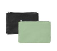 PATIKIL 2 Pcs Porte-Change en Cuir polyuréthane Noir/Vert Clair | Mini pochette portable, fermeture éclair, pour hommes, femmes, casque, carte de crédit, identifiant, cosmétiques