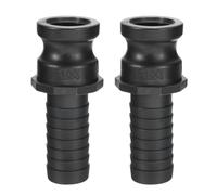 PATIKIL 2 Pcs Raccords de Verrouillage à Came en Poly 1" Noir | Partie E Mâle Adaptateur, Raccords de Tuyau à Rainure à Came, en Polypropylène, x Embout de Tuyau