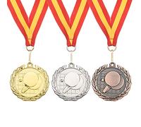 PATIKIL 2" Ping Pong Médailles, 3 Paquet Table Tennis Prix Médailles Ensemble Or Argenté Bronze Médaille avec Ruban Rouge Jaune pour Jeus Sports Concours