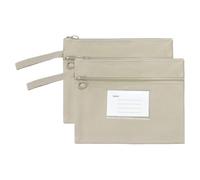 PATIKIL 2 Pochettes À Fermeture Éclair Maille Avec Poignée, Pochette À Fermeture Éclair En Tissu Oxford A5 Double Couche Sac De Rangement Pour dossiers Pour Bureau, Kaki (24cm x 18.5cm)