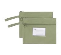 PATIKIL 2 Pochettes À Fermeture Éclair Maille Avec Poignée, Pochettes À Fermeture Éclair En Tissu Oxford A5 Double Couche Pour Stockage De dossiers Pour Bureau, Vert (24cm x 18.5cm)