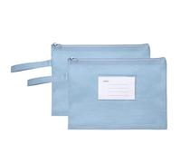 PATIKIL 2 Pochettes A5 En Tissu Oxford Avec Fermeture Éclair Et Poignée, Pochette De Classement À Une Couche Pour Bureau Voyage Puzzles, Bleu (24cm x 18.5cm)