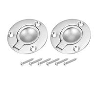 PATIKIL 2" Poignées À Anneau Encastrées, 2 Pcs 316 Acier Inoxydable Poignée De Porte Ronde Encastrée Cachette De Trappe De Bateau Avec Vis Pour Meubles De Yacht Marine, Argent