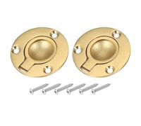 PATIKIL 2" Poignées À Anneau Encastrées, 2 Pcs 316 Acier Inoxydable Rond Poignée De Porte Encastrée Verrou De Trappe De Bateau Avec Vis Pour Meubles De Yacht Marin, Doré