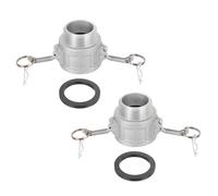 PATIKIL 2" Raccord Aluminium À Crémaillère, 2 Pcs Part-B Bouchon Anti-Poussière Adaptateur Mâle Filetage Femelle NPT Raccord À Crémaillère Coupleur À Déconnexion, Argent