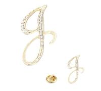 PATIKIL 2 Tailles Broches à Strass en Forme de Lettre Doré | Initiales Alphabet Strass J Lettre Badge Épingle pour Femmes Hommes Costumes Robes Manteaux Vêtements Artisanat
