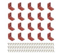 PATIKIL 20 Pack Plastique Équerres D'angle 27x27x16.5mm Support En L Marron | Pour Fixation D'étagères En Bois De Tiroir Cadre D'armoire