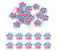 PATIKIL 20 Pcs Charmes En Émail Empreintes De Patte De Chien, Adorable Pendentif Empreinte De Patte Charm De Porte-Clés Pour Création De Bijoux Bleu/Rose Rouge-16.5mm