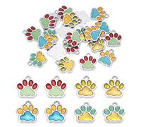 PATIKIL 20 Pcs Emaux Charmes Empreintes Pattes De Chien, Charmes Mignons Pendentifs Porte-Clefs Pour Fabrication Bijoux Cadeau Memorial, Rouge,Vert/Vert,Jaune/Jaune,Bleu/Bleu,Or-16.5mm