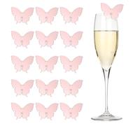 PATIKIL 20 Pcs Étiquettes À Boire Papillon, Charmes À Verre En Acrylique Réutilisables Marqueurs À Boisson Pour Accessoires De Fête Mariage Anniversaire Et Événements, Rose Miroir