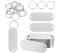 PATIKIL 20 Pcs Plaques Métal Estampage Vierges, 2inch Étiquettes Nom En Acier Inoxydable Plaques Métal Disque Avec 2 Trous Porte-Clés Pour Gravure Laser Collier Chien, Argent