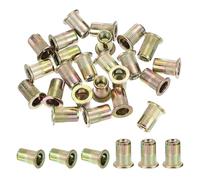 PATIKIL 20 pièces 1/4" Écrou aveugle en acier au carbone Écrou aveugle doré | à tête plate, Insert fileté pour de meubles industriels électriques