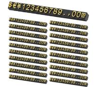PATIKIL 20 Set Price Display Cube, Adjustable Price Tag Stand Removable Number Letter Label Stand Dollar Block Kit Pour Jewelry Retail Shop Display Signs (Black/Gold, M)