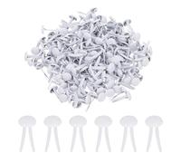 PATIKIL 200 Pcs Attaches Rapides en Laiton en Papier Broches Divisées Pastel Mini Clous en Métal Tête Ronde Plaqués pour l'Artisanat Scrapbooking Fournitures DIY, Blanc, 8 x 15 mm