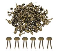 PATIKIL 200 Pcs Attaches Rapides en Laiton en Papier Broches Divisées Pastel Mini Clous Métalliques Tête Ronde Plaqués pour l'Artisanat Scrapbooking Fournitures DIY, Bronze, 8 x 15 mm