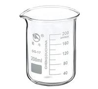 PATIKIL 200ml Bas Forme Verre Bécher, 3.3 Borosilicate Verre Gradué Imprimé Échelle Tasses à Mesurer avec Bec Verseur pour Cuisine Laboratoire Liquides