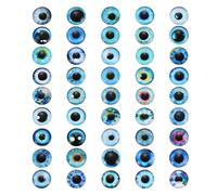 PATIKIL 20mm Dragon Eyes, 100 Pcs Capuchon en Verre Style Mixte Yeux Réalistes d'animaux pour Création De Poupées en Argile DIY Bijoux, Ton Bleu