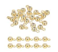 PATIKIL 20Pcs Perles De Positionnement, 3mm Insert En Silicone Rondelle Perles En Laiton Pour Bracelets Bijoux Fabrication De Colliers, 14K Gold