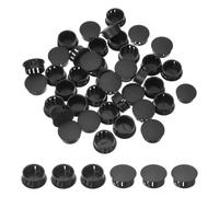 PATIKIL 22 mm/7/8 Bouchons en Plastique, 50 Pièces Type Flush Bouchon Rond À Clipser pour Panneau Tube Meuble De Cuisine Clôture Insertion De Bouchons D'extrémité, Noir