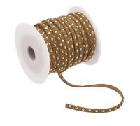 PATIKIL 22 Yards Cordon en Faux Suède Clouté pour la Fabrication de Bijoux, 5mm Ruban en Cuir Plat en Microfibre avec Perles avec Rivets, Marron Doré
