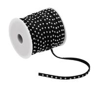 PATIKIL 22 Yards Cordon en Faux Suède Clouté pour la Fabrication de Bijoux, 5mm Ruban en Cuir Plat en Microfibre avec Perles avec Rivets, Noir Argenté