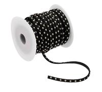 PATIKIL 22 Yards Cordon en Faux Suède Clouté pour la Fabrication de Bijoux, 5mm Ruban en Cuir Plat en Microfibre avec Perles avec Rivets, Noir Doré