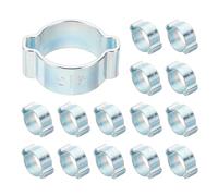 PATIKIL 24 Pcs Collier À Double Oreille, 15-18mm Anneaux De Serrage En Acier Zingué O Clip, Raccords De Tube Pour Connexions De Tuyaux De Carburant Et Essence