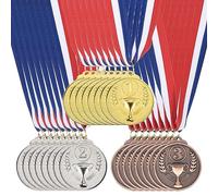 PATIKIL 24 Pièces Or Argent Bronze Prix Métaux, 2 Pouce Récompense Médailles 1st 2nd 3rd Prix avec Cou Ruban pour Jeux Sports Compétitions