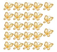 PATIKIL 24Pcs Papillons pour Artisanat, 2.2" Papillons en Fil De Maille Pailleté Organza pour DIY Décoration Maison Vêtements Mariage, Doré
