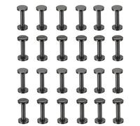 PATIKIL 25 Ensembles de Vis Chicago, Vis de Fixation à Fente de 20 mm L, Boulons de Vis de Liaison en Laiton, Attaches Rapides pour Ceinture en Cuir, Albums Photo de Scrapbooking, Noir