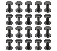 PATIKIL 25 Ensembles de Vis Chicago, Vis de Fixation à Fente pour Vis à Visser Chicago de 10 mm de Long, Boulons de Vis à Vis en Laiton, Attaches Rapides pour Ceinture en Cuir, Noir