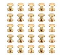 PATIKIL 25 Ensembles de Vis Chicago, Vis de Reliure à Fente M4x4mm en Laiton pour Connecteurs de Fixation de Vis à Vis pour Ceinture en Cuir, Albums Photo de Scrapbooking