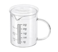 PATIKIL 250ml Tasse à Mesurer en Verre, Graduée avec Échelle Imprimée en Noir, en Verre Borosilicate 3.3, avec Couvercle en Verre Et Bec en Forme de V Pour la Cuisine