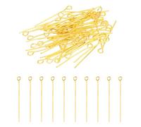 PATIKIL 25mm Épingle à Oeil Aiguilles Environ 150Pcs 21 Jauge Épingles à Tête Métallique, Broches à Œil Ouvert pour la Fabrication de Bijoux, Boucles d'Oreilles, Colliers, Ton Doré