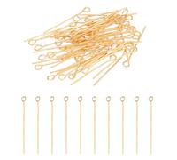 PATIKIL 25mm Épingle à Oeil Aiguilles Environ 150Pcs 21 Jauge Épingles à Tête Métallique, Broches à Œil Ouvert pour la Fabrication de Bijoux, Boucles d'Oreilles, Colliers, Doré Clair