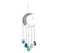 PATIKIL 26" Grand Attrape-Rêves en Pierre D'Agate, 7 Chakra Arbre De Vie avec Pierres De Lune Cristal Attrape-Rêves Artisanal pour Adultes Décoration Murale Bohème pour Chambre, Bleu Ciel