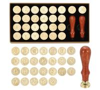 PATIKIL 26 Lettres A-Z Kit De Tampon En Cire Alphabet, Tampon À Cacheter Vintage Avec 2 Poignées En Bois Boîte Cadeau Pour Invitation De Mariage, Fête, Emballage Cadeau, Style 3