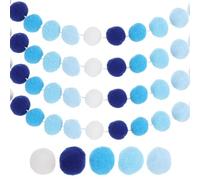 PATIKIL 26Ft Guirlande Pompon Decorations, 4Pcs Guirlande Colorée en Boules De Feutre Bannière Mignonne Décorations Suspendues Arc-en-Ciel Pompom pour Ornements d'arbre, Série Blanc/Bleu