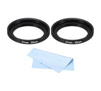 PATIKIL 27mm-30mm Bague d'adaptation en métal avec Chiffon de Nettoyage Lot de 2 bagues d'adaptation d'objectif d'appareil Photo en Aluminium pour Pare-Soleil d'objectif Noir