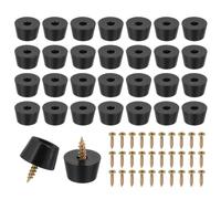 PATIKIL 28 Pcs Pieds en Caoutchouc, 19x15x11mm Pieds de Planche à Découper Antidérapants 5mm Pieds à Visser Ronds Noirs pour Meubles Électroniques, Chaises, Armoires, Canapés