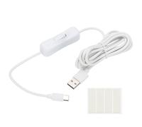 PATIKIL 2M Câble USB Avec Interrupteur Marche/Arrêt, Câble USB Mâle Vers Type-C Mâle Avec Ruban Adhésif Double Face Pour Lampe De Bureau LED Bande LED, Blanc