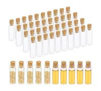 PATIKIL 2ml Petites Bouteilles En Verre, 50Pcs Mini Bouteilles En Verre Vides Jars Avec Bouchons En Liège Petits Flacons Conteneurs Pour Poudre Crème Art Artisanat