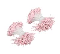 PATIKIL 2mm Double Têtes Fleur Étamine, 700 pcs Artificielle Fleur Étamine Pistil Mat Perle Floral Étamine pour DIY Noël Carte Mariage décoratif, Lumière Rose