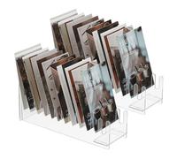 PATIKIL 2Pack 12-Niveaux Support De Presentation De Cartes De Vœux Transparent, Support De Presentation D'Autocollants en Acrylique Portable Porte-Cartes Postales, Transparent