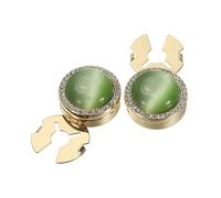 PATIKIL 2Pcs Boutons De Manchette Pour Hommes, Effet Œil De Chat Brillant Boutons Décoratifs Clips Amovibles Pour Chemisiers Robes Femmes Cadeaux Anniversaire Noël Mariage, Or Vert